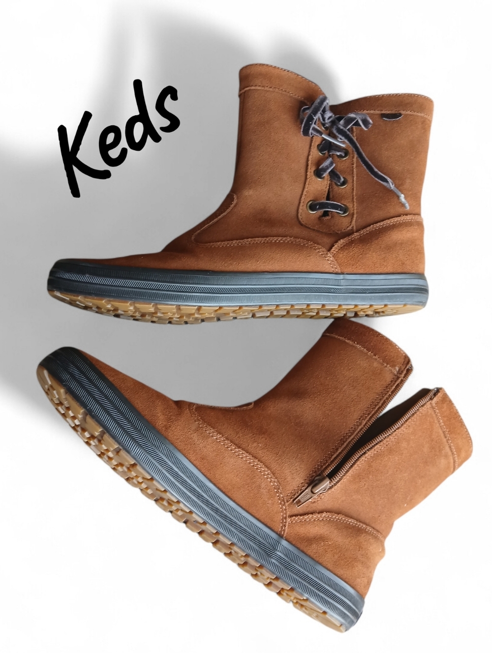 Keds Brown Suede Lace-Up & Zip Women's Size 10 Casual Boots